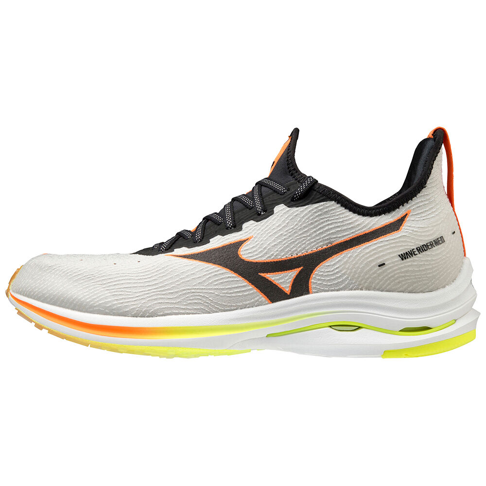 Scarpe Running Mizuno Wave Rider Neo Uomo - Bianche/Nere/Arancioni - 65389-FSKO